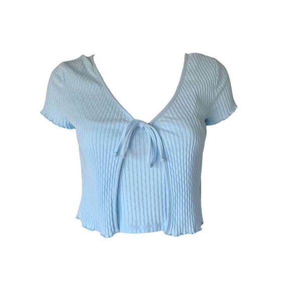 coquette pastel layered tie-front crop top - Picture 1 of 4